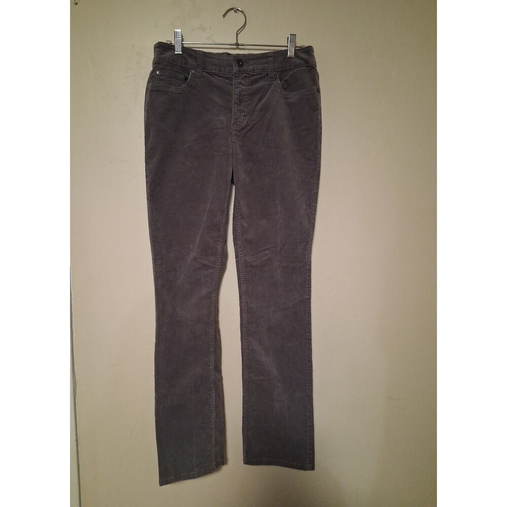 St‎ Johns Bay Corduroy Straight Leg Pants Womens 8 Gray Mid Rise